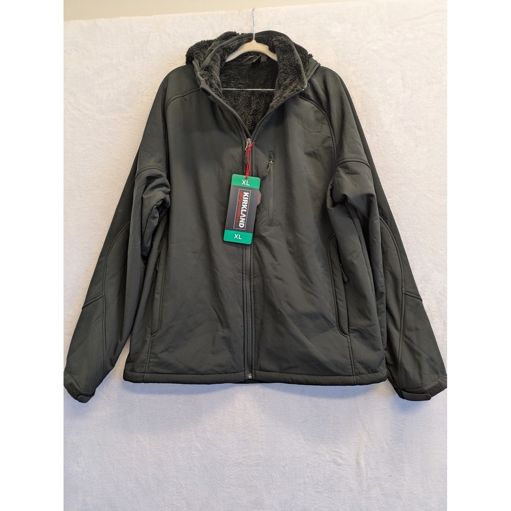 Kirkland Signature Mens XL Black Softshell Jacket Fleece Lined Coat